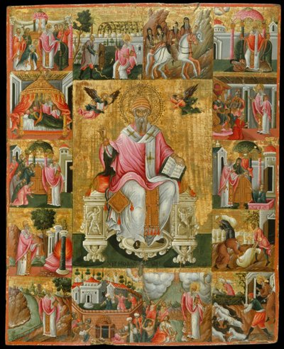 Der heilige Spyridon und Szenen aus seinem Leben von Poulakis Theodoros
